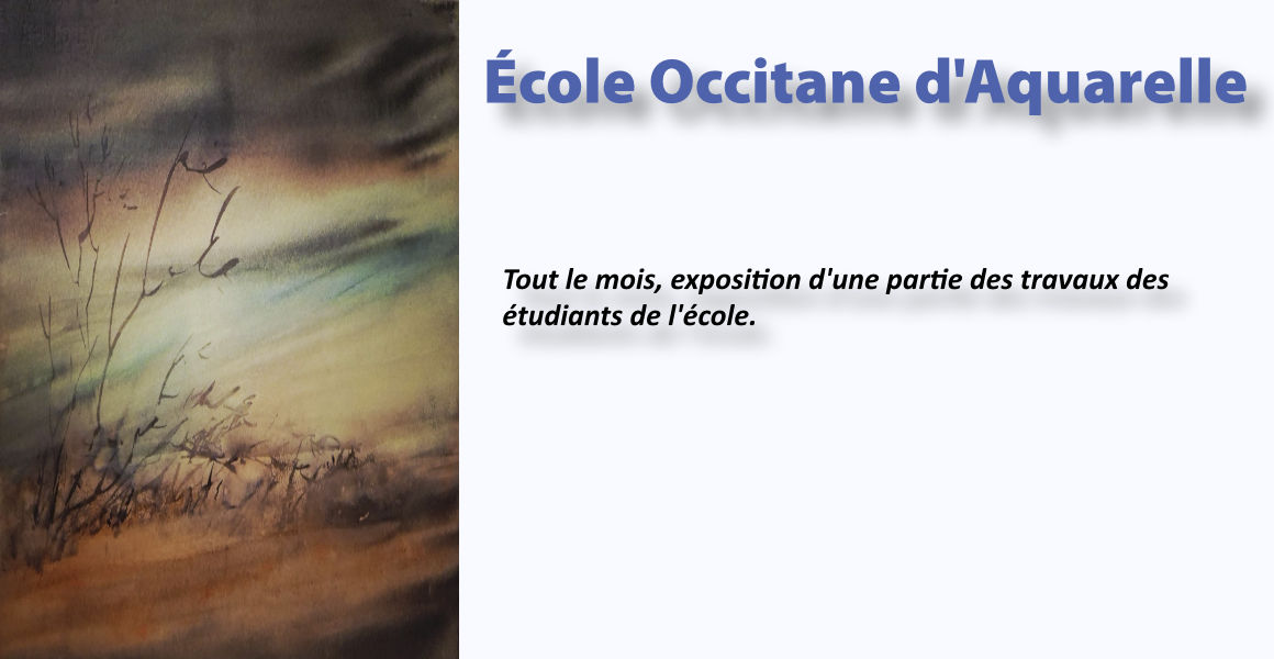 Exposition des étudiants de l'École Occitane d'Aquarelle chez Graphilux en mars 2026